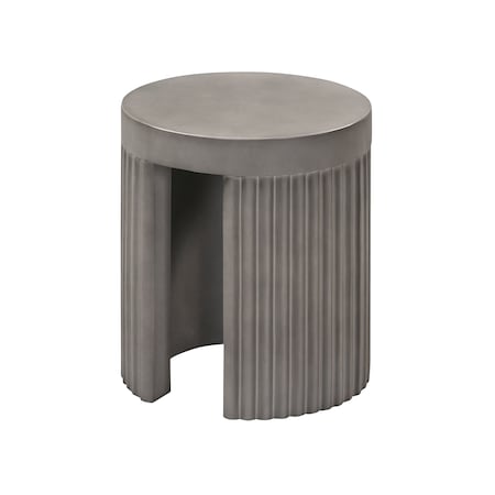 Armen Living Wave Round Indoor or Outdoor Accent Stool End Table in Gray Concrete LCLKSTGR